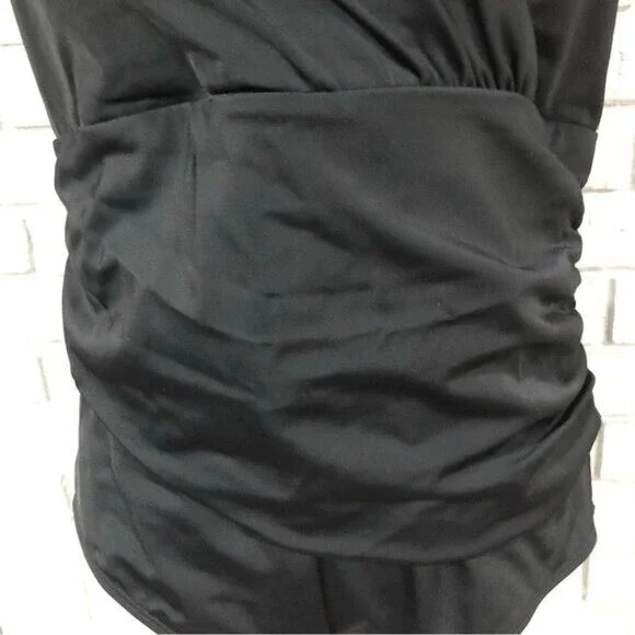 Boden Women Black Halter Ruched Tummy Friendly One Piece Swimsuit | Size 8 - Picture 7 of 15